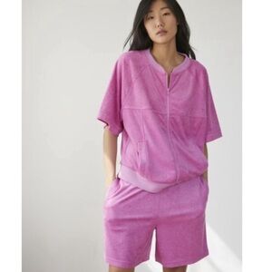 Urban outfitters 2 pc terry cloth shorts zip up shirt outfit